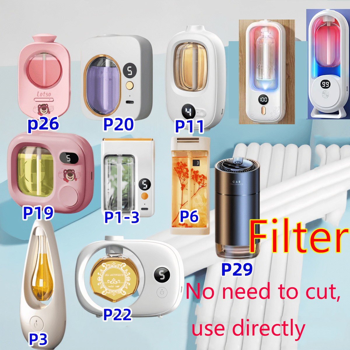 Home Fragrance Diffuser Sticks - Intelligent Aromatherapy Machine Replacement Filter Toilet