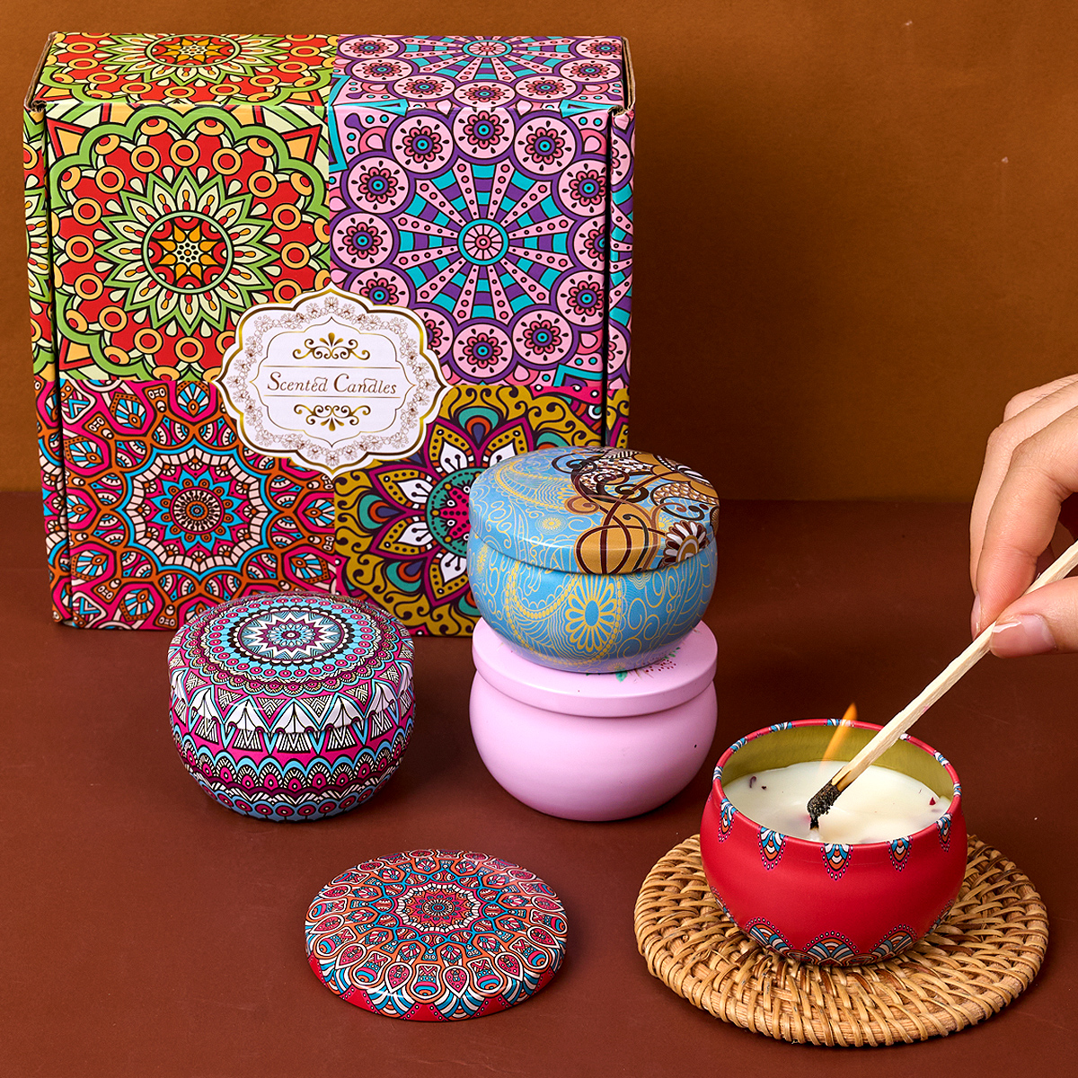4PCS/Set Scented Candle Box Vi - Home Fragrance Set Gift ulasan dan harga